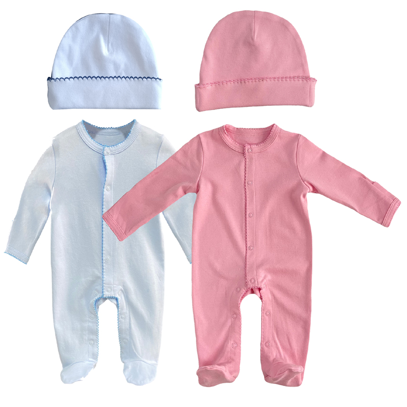 Niestandardowy organiczny bawełniał pikot footie set z zestawem